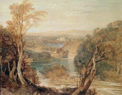 Il fiume Wharfe con una vista distante della torre di Barden da Joseph Mallord William Turner